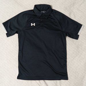 Black Under Armour heatgear polo, loose fit, size Small